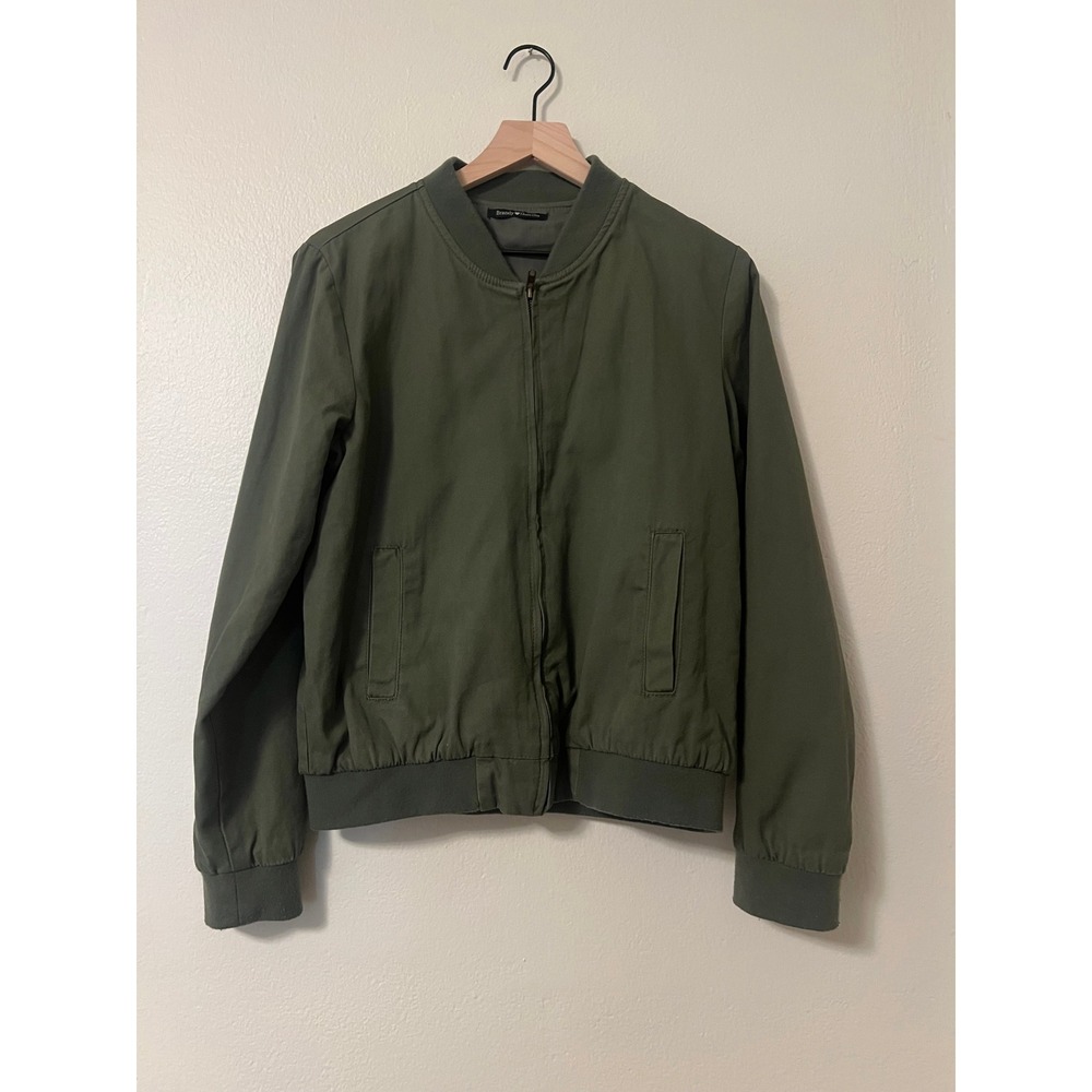 Brandy Melville Olive Green Bomber Jacket Full Zip Lightweight Utility Coat OS